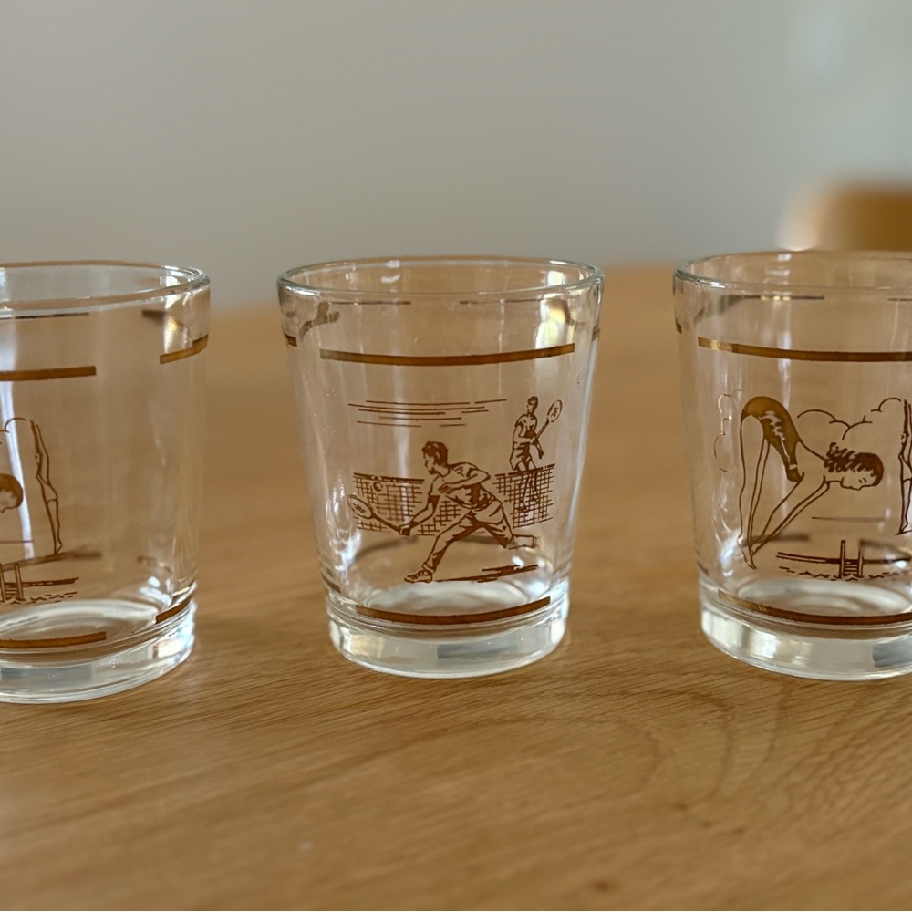 Vintage Sports-Themed Glass Midcentury glasses